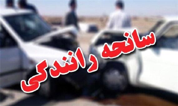 مصدومیت 13 نفر در پی برخورد مینی بوس با اتوبوس در جاده قدیم تبریز - تهران