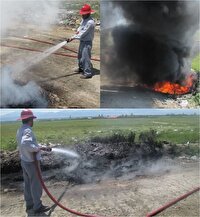 مهار آتش سوزی ناشی از سوزاندن پسماند در شهرستان سلماس
