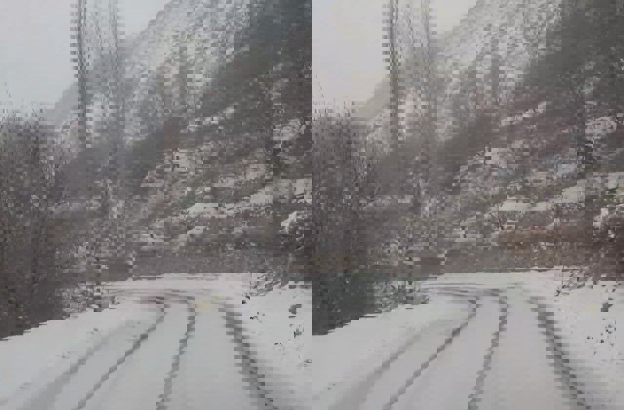 بارش برف در مسیر کردآباد به گنبرف