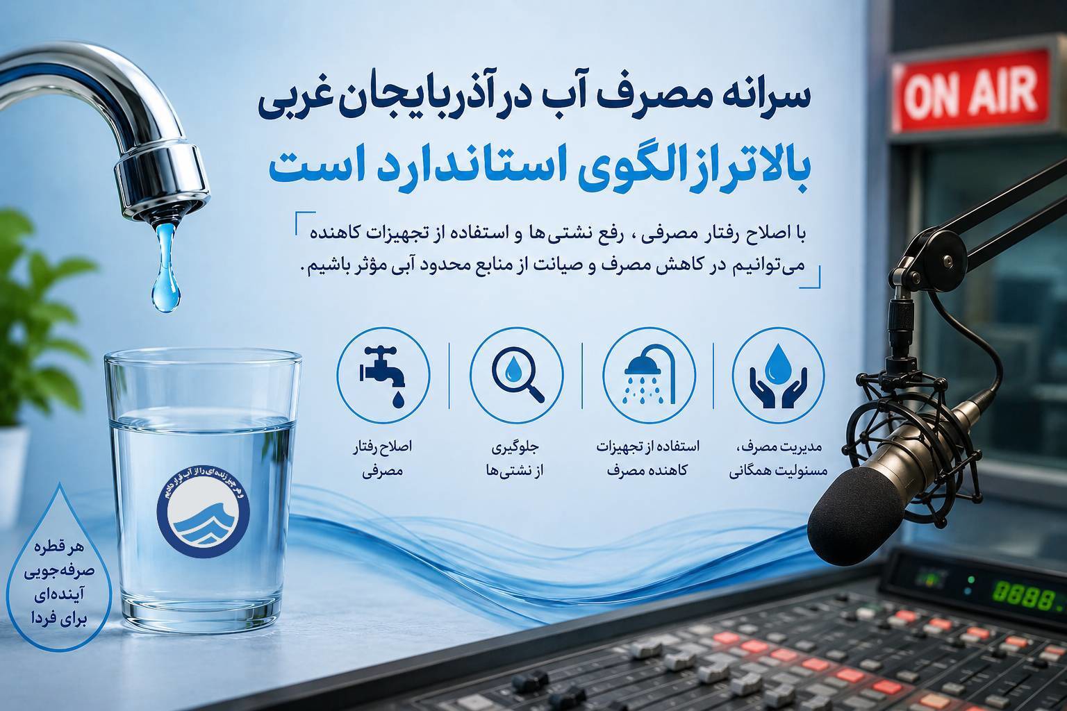 سرانه مصرف آب در آذربایجان‌غربی بالاتر از الگوی استاندارد است